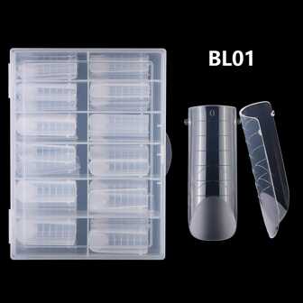 120片方形快速延长甲片，可重复使用，凝胶甲片，带刻度，UV凝胶指甲油模具，雕塑全覆盖式按压式美甲，适用于女性和女孩的美甲用品工具BL01，美甲用品，美甲工具，美甲艺术工具，返校季，美甲，按压式美甲工具