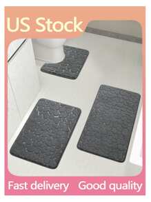 1pc/2pcs/3pcs/4pcs Pebble Shaped Memory Foam Anti-Slip Bathroom Mat Set, Suitable For Bathroom, Toilet, Entrance, Kitchen And Other Decorative Mats Home Bathroom Decor Bath Rug Floor Carpet Outdoor Rug Door Mat Summer Bathroom Accessories - Dark Grey - View 1