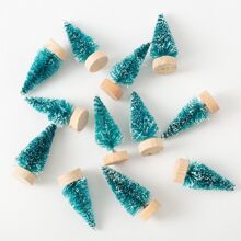 12pcs Mini Green Bottle Brush Trees, Plastic Winter Snow For Christmas Diy Crafts, Tabletop Decoration, Kids' Gift,Christmas - Green - View 7