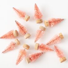 12pcs Mini Green Bottle Brush Trees, Plastic Winter Snow For Christmas Diy Crafts, Tabletop Decoration, Kids' Gift,Christmas - Green - View 8