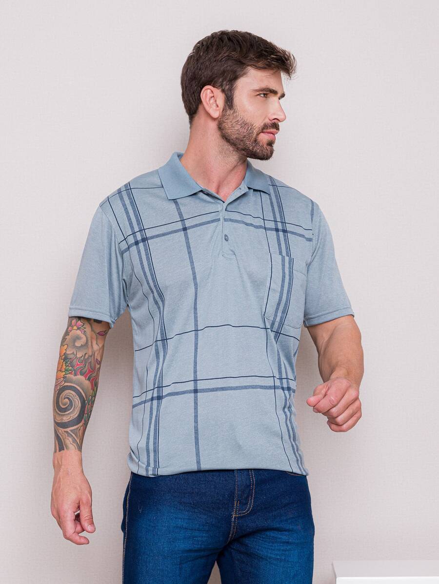 Men Polo Shirts - 水鴨藍 - 查看 1