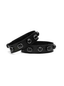 Bota Feminina Salto Plataforma Pedraria Preta Blogueira - Preto - Visão 6