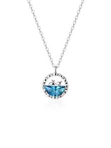 1入組925純銀女性時尚豪華鯨魚吊墜項鍊帶合適的適用於日常穿著,禮物,結婚紀念日,派對和其他場合