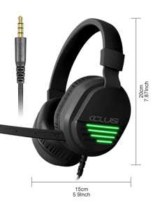 COLUSI 1pc ABS Glowing Wired Gaming Headset With Microphone - Black - View 2