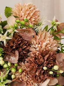 1入組5朵la Fleur Joyeuse乒乓菊花束,有7種顏色,秋季風格,馬卡龍色彩搭配,人造花,攝影道具,裝飾用品 - 咖啡棕 - 查看 7