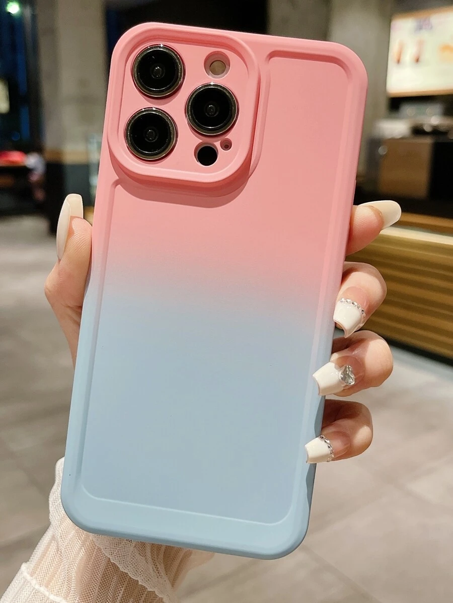 Funda de teléfono de cobertura total con lente de color degradado, simple y de moda, compatible con Apple, , , Redmi, Oppo, Vivo, , versión internacional, no la versión nacional - Rosa - Ver 1