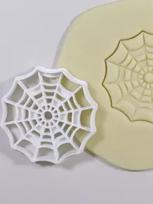 1 Pieza De Herramienta De Horneado De Molde De Galleta De Araña De Plástico Blanco, Molde De Corte De Galleta De Telaraña De Dibujos Animados Diy