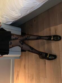 1pair Women's Anti-hook Hollow Out Rose Pattern Pantyhose With Lace Detail, Fashionable And Suitable For Daily Wear, Date And Holiday Outfits - Black - View 4