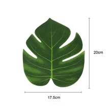 12 件裝 8 英寸龜背葉人造樹葉套裝適用於夏威夷海灘婚禮派對裝飾、家居裝飾和拍照道具,17 厘米 * 20 厘米 - 軍綠色 - 查看 2