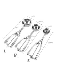 1pc Ice Cream Scoop & Fruit Spoon,Ice Cube,Party,Travel,Wedding,Birthday,Graduation,Bachelorette Party,Bachelorette,Kitchen,Kitchen Items,Storage,Decor,Outdoor. - Silver - View 4