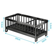 Stainless Steel Sink-side Sponge Storage Rack With Drainage Tray And Water Guiding Groove For Kitchen Organization Black/silver - Black - View 5