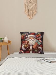 1pc Christmas Themed Digital Printed Pillowcase - Multi-color - View 4