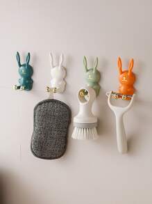 1pc Bathroom Cartoon Rabbit Shaped Hook Multifunctional Toothbrush Holder