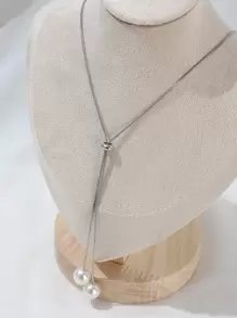 Moda sztuczna perła Decor Y kształt długi naszyjnik biżuteria prezenty