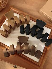 3 件装女士简约风格空心塑料发夹，非常适合日常使用休闲爪夹发夹发夹发钳发夹接发夹 - 彩色 - 查看 3