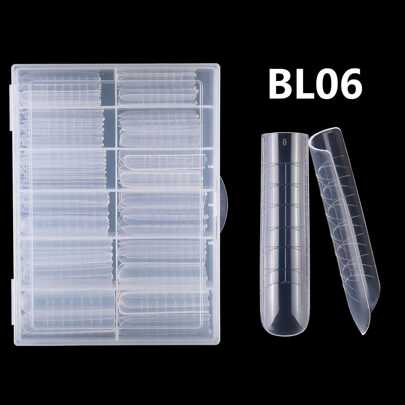 120片竹制快速延长甲片，可重复使用，含凝胶，带刻度，UV凝胶指甲油模具，雕塑全覆盖式按压式美甲，适用于女性和女孩的美甲用品工具BL06，美甲用品，美甲工具，美甲艺术工具，返校季，美甲，按压式美甲工具