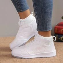 2023年新款大尺碼女款運動鞋,增高、耐磨、可調式扣環,高筒和平底運動鞋