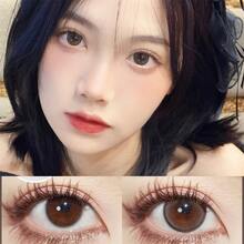 貝爾咖啡棕色眼睛美瞳隱形眼鏡,大瞳仁度數近視配方 - 棕色 - 查看 5