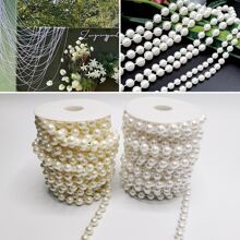 6-8mm Wedding Faux Pearl Garland, Bridal Home Decor, Faux Pearl Beaded String, Hanging Curtain Beads - 8cm white connecting pearl 10m[1pcs] - View 1