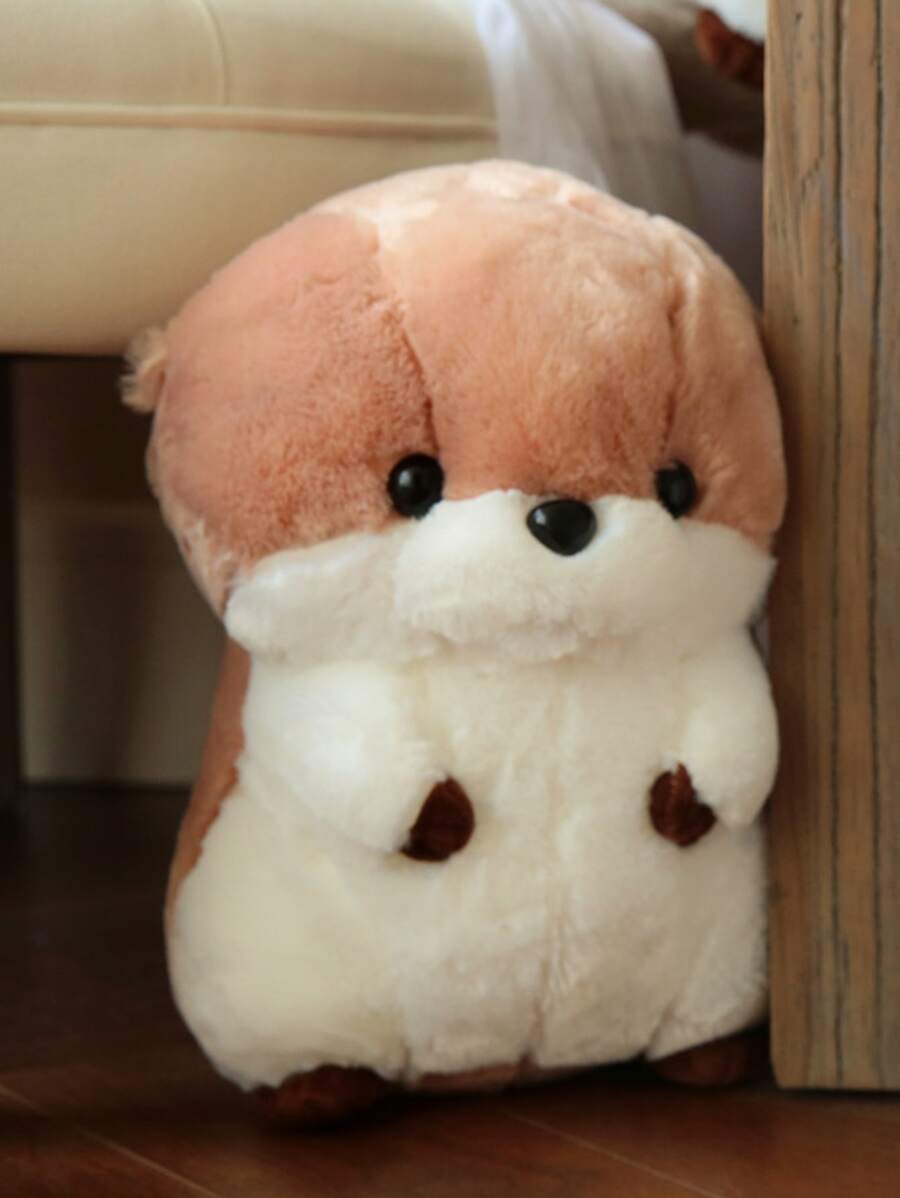 Bobbybear 1只可愛的帶連帽毛絨水獺玩具,創意水獺布娃娃坐墊生日禮物 - 咖啡棕 - 查看 1