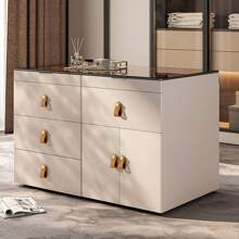 1pc Leather & Copper Drawer Handle With Screws, Easy To Install, Suitable For Drawers, Cabinets & Wardrobes, Various Colors And Sizes