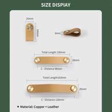 1pc Leather & Copper Drawer Handle With Screws, Easy To Install, Suitable For Drawers, Cabinets & Wardrobes, Various Colors And Sizes