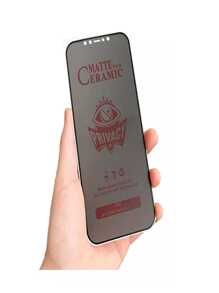 Dos Piezas Micas Cerámica Privacidad Para Celular Compatible Con Celular iPhone Superficie Mate (Varios Modelos). - Negro - Ver 2