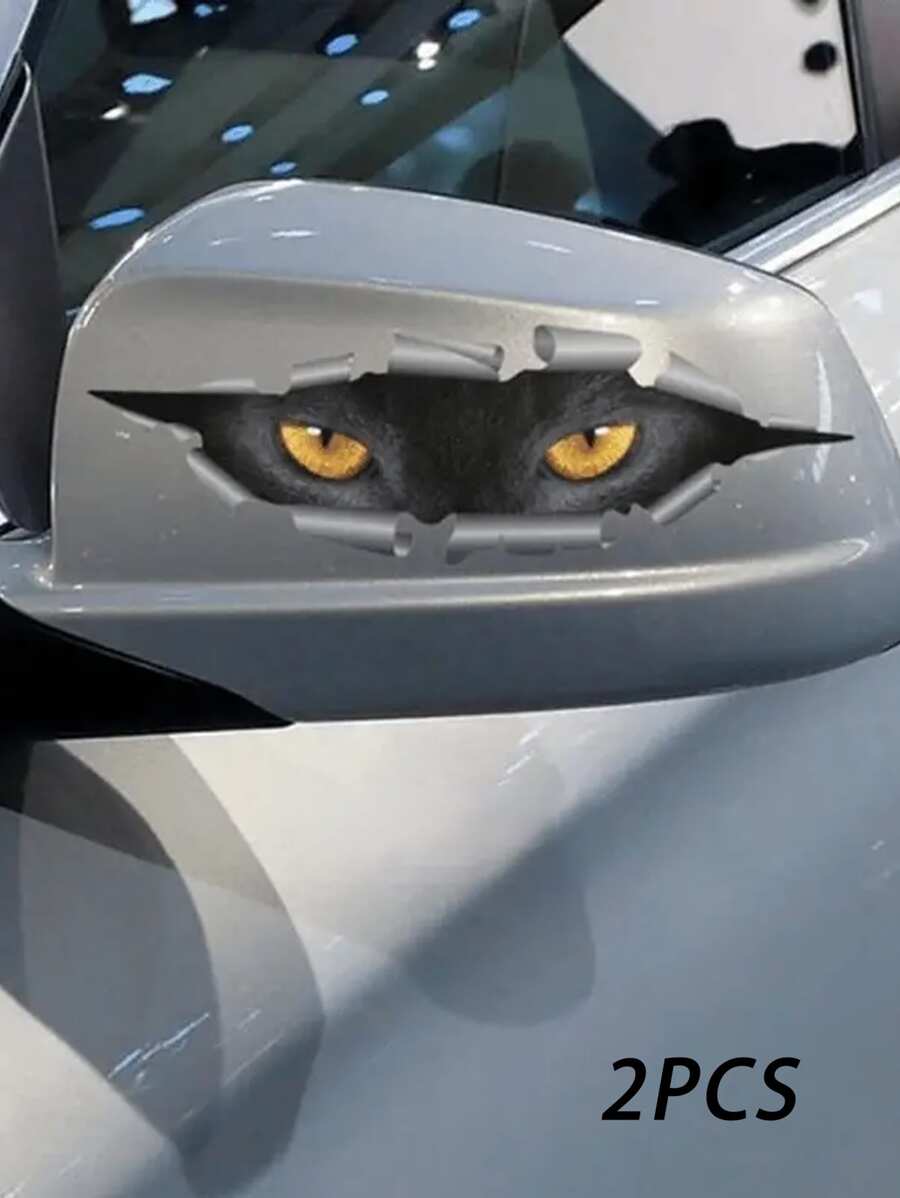 2入組貓眼紋車用後視鏡貼紙 - 彩色 - 查看 1