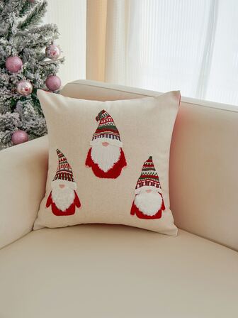 1pc Christmas Walnut Embroidery Pattern Pillow Cover, Home Decor For Living Room And Bedroom, Suitable For All Seasons