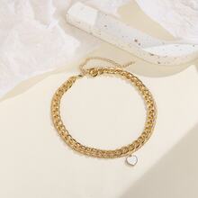 1條雙層金色底蘊龐克風格心形與珍珠母傳奇項鍊,適合日常穿著