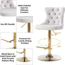2/4/6 Piece Set Adjustable Swivel Bar Stools, Dining Bar Chairs With Velvet Tufted Back, Metal Base, Footrest For Home Bar, Dining Room, Kitchen Island. - Màu be - Xem 6