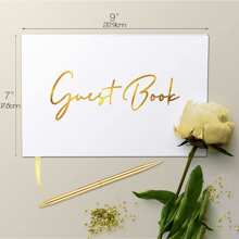 1 pezzo di Libro degli ospiti per matrimoni/feste, libro per registrare gli invitati per occasioni speciali, con bordi dorati placcati, elegante e di lusso, ideale per matrimonio, anniversario, festa o come regalo da sposa, Natale