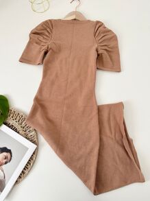 Women Sweater Dresses - Cà phê nâu - Xem 7