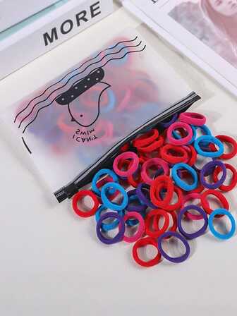 50入組女性彩色小鳥造型彈性髮圈,無縫髮帶,時尚簡約,適用於休閒場合