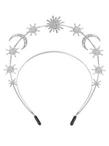 歐美風格太陽女神雙層發箍,上面點綴有星星、新月、水晶和巴洛克元素,是髮飾配件之一