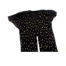 Fashionable Women's Rhinestone Embellished Tights Featuring Fishnet Design - Black - View 2
