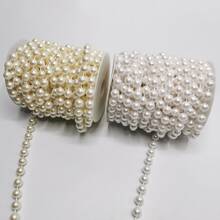 6-8mm Wedding Faux Pearl Garland, Bridal Home Decor, Faux Pearl Beaded String, Hanging Curtain Beads - 8cm white connecting pearl 10m[1pcs] - View 3