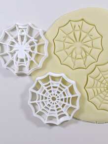 1 Pieza De Herramienta De Horneado De Molde De Galleta De Araña De Plástico Blanco, Molde De Corte De Galleta De Telaraña De Dibujos Animados Diy