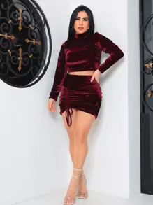 Women Two-piece Outfits - 紅木色 - 查看 1