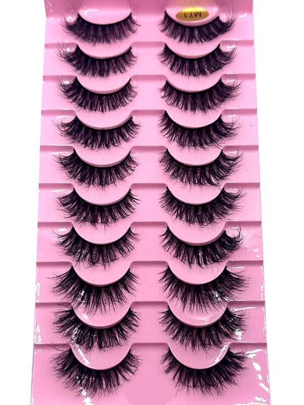 10 Pairs/Pack Natural Fluffy Volume False Eyelashes Dramatic Messy Mink