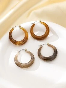 4pcs/set European And American Style Color Block Earrings - Multicolor - View 2