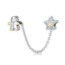 1入組時尚方晶鋯石安全鏈條釘珠-聖誕老人,雪花,幸運禮品,手套短襪,腳印設計,S925純銀DIY吊墜安全鏈條釘珠適用於女士日常穿著,媽媽,女孩,女朋友生日禮物,聖誕