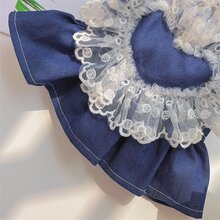 寵物狗貓牛仔褲套裝裙,附蕾絲和心形裝飾及牽繩