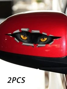 2入組貓眼紋車用後視鏡貼紙 - 彩色 - 查看 2