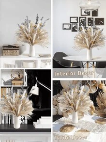 80 件乾蒲葦裝飾 - 17.5 英寸天然蒲葦、兔尾乾花和蘆葦花束適合婚禮波西米亞花卉家居餐桌裝飾、鄉村農舍派對 - 灰色 - 查看 3