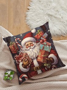 1pc Christmas Themed Digital Printed Pillowcase - Multi-color - View 1