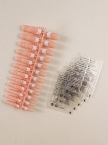 120片/5套法式假指甲美甲套装，带亮面和哑光两种表面的粘性指甲贴纸，自然人造指甲片，DIY美甲用品 - 白色 - 查看 2