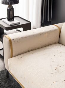 1pc Jacquard Chenille Sofa Cover/couch Slipcover With Golden Border For Seat, Backrest And Armrest All Seasons Universal - Beige - View 5