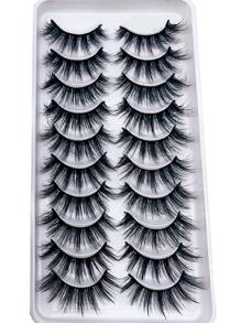 HBZGTLAD 10 Pairs Natural 3d Mink Eyelashes For Daily And Dance Makeup - Black - View 5