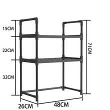 1pc Kitchen Countertop Stand For Electric Rice Cooker, Pot, Small Oven, Air Fryer, Microwave With Compartments For Seasoning Bottles, Made Of Iron & Thickened Pp Board, Black - Black - View 4